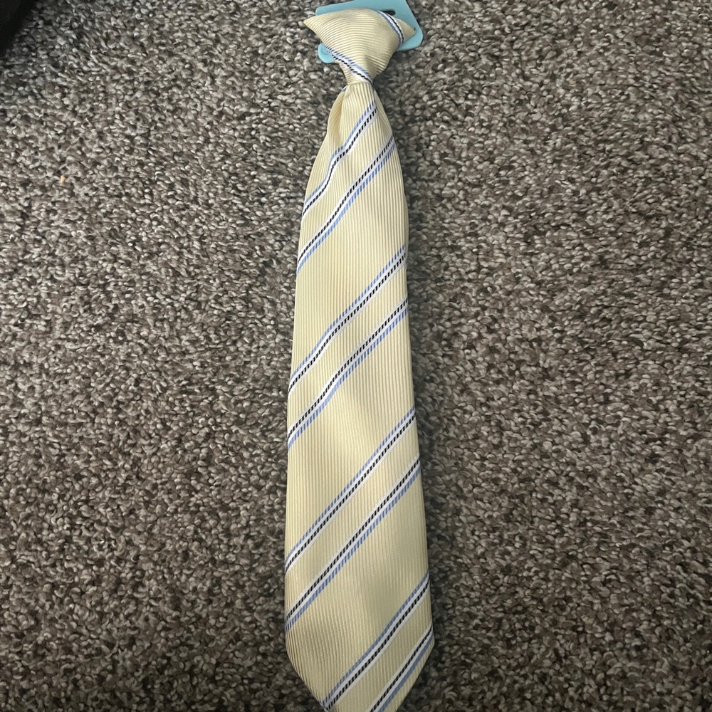 Kids Yellow and Blue Striped clip on  Tie